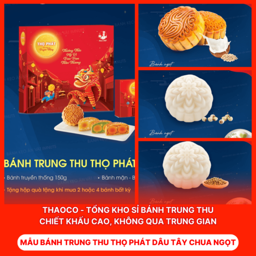 Bánh Trung Thu Thọ Phát Dâu Tây Chua Ngọt