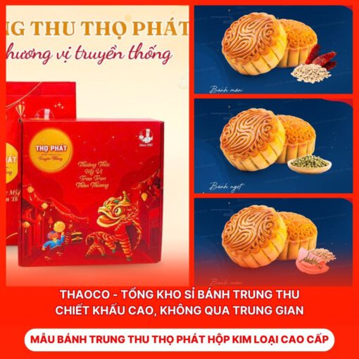 Bánh Trung Thu Thọ Phát Hộp Kim Loại Cao Cấp