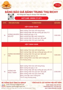 bánh trung thu richy giá bao nhiêu 2024